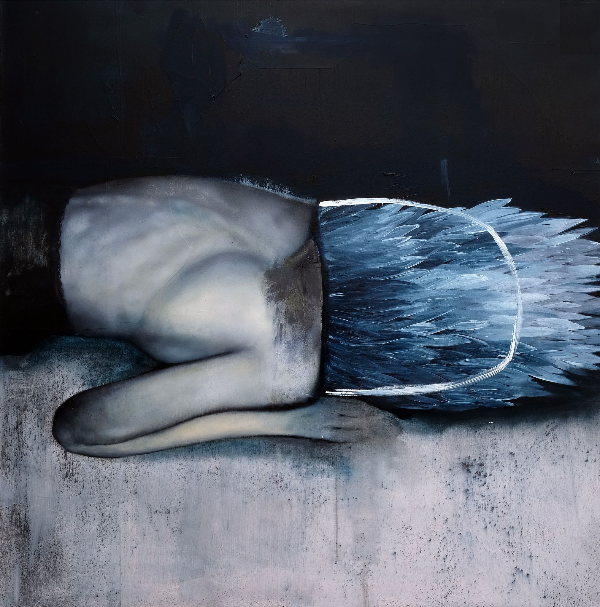 serie : OPERA AL NERO ,Accabadora, oil on canvas , 100x100 cm , 2019